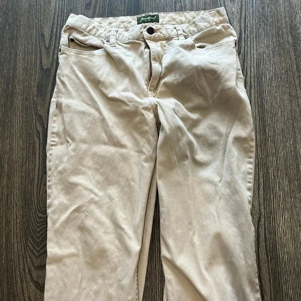 Eddie Bauer Womens Bootcut Jeans High Rise Denim Cotton Blend Stretch Tan Size 8 - Picture 3 of 12